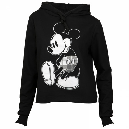 Disney Mickey Mouse Classic Plaid Juniors Crop Hoodie